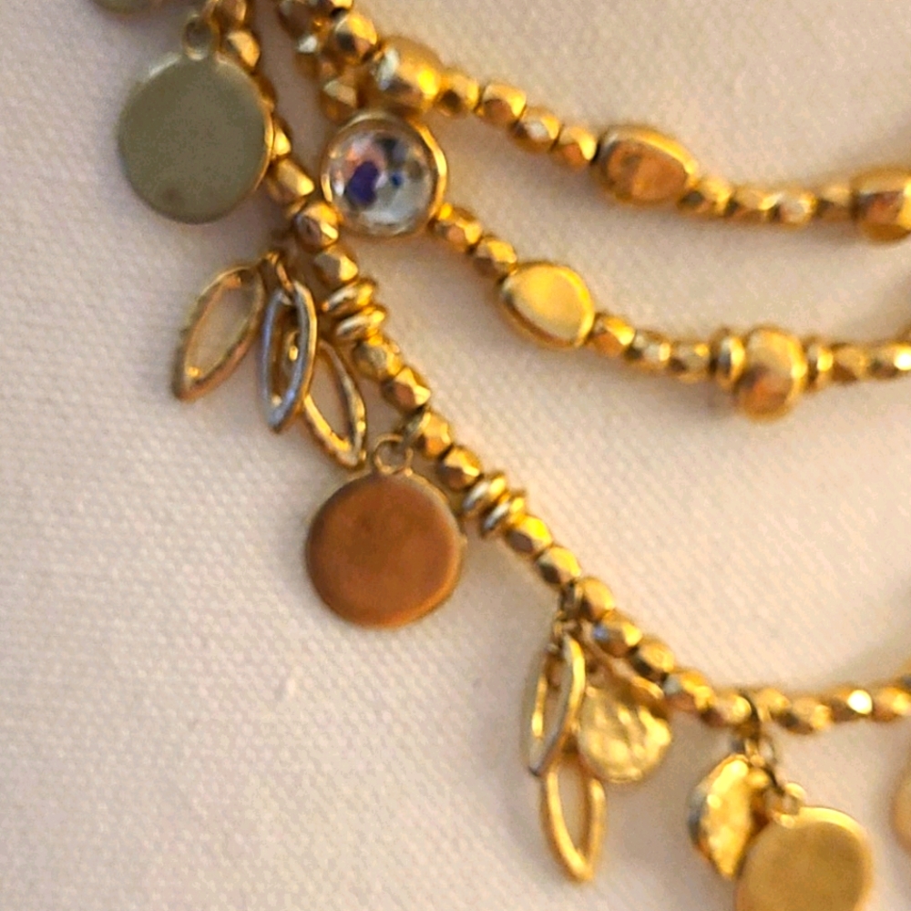Chico's Gold Drop Necklace w Beads & Rhinestones - Picture 4 of 6